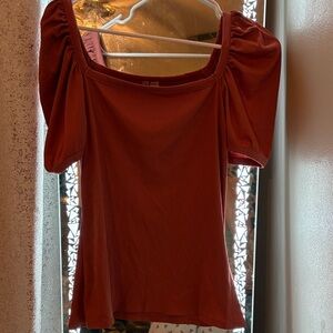 Chic Square Neck Blouse in Deep Red